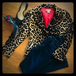 Lucky Brand Leopard Velvet Blazer